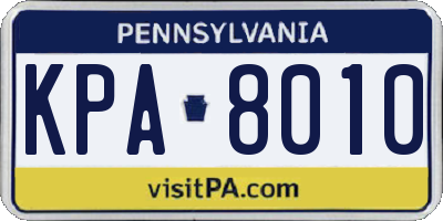 PA license plate KPA8010