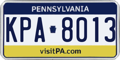 PA license plate KPA8013