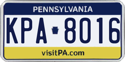 PA license plate KPA8016