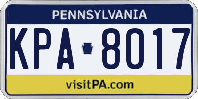 PA license plate KPA8017