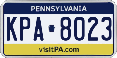 PA license plate KPA8023