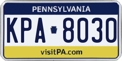 PA license plate KPA8030