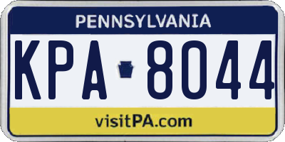 PA license plate KPA8044