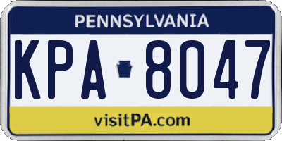 PA license plate KPA8047