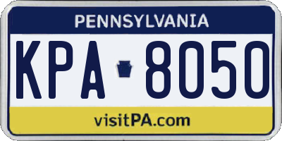 PA license plate KPA8050