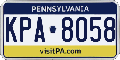 PA license plate KPA8058