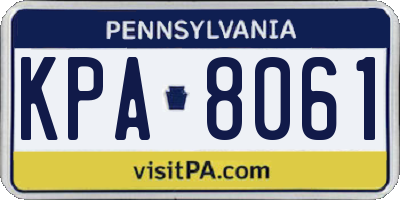 PA license plate KPA8061