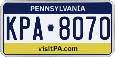 PA license plate KPA8070