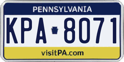 PA license plate KPA8071