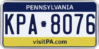 PA license plate KPA8076