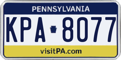 PA license plate KPA8077