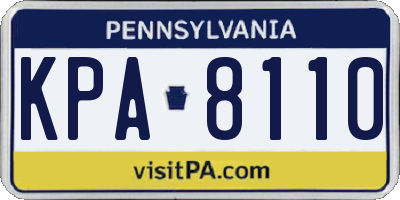 PA license plate KPA8110