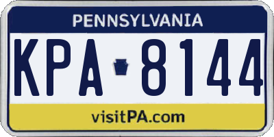 PA license plate KPA8144