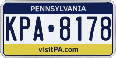 PA license plate KPA8178