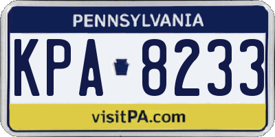 PA license plate KPA8233