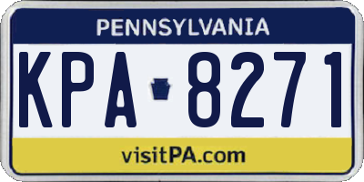 PA license plate KPA8271