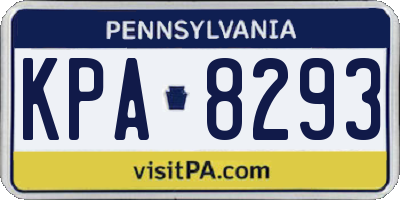 PA license plate KPA8293
