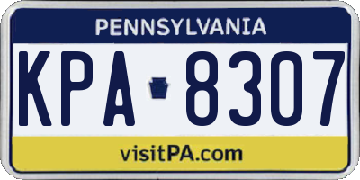 PA license plate KPA8307
