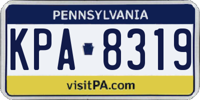 PA license plate KPA8319