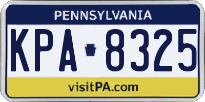 PA license plate KPA8325