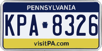 PA license plate KPA8326