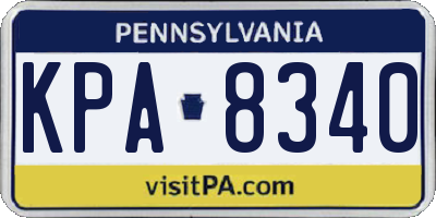 PA license plate KPA8340