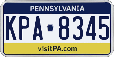 PA license plate KPA8345