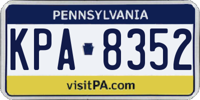 PA license plate KPA8352