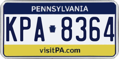 PA license plate KPA8364