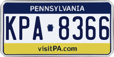 PA license plate KPA8366