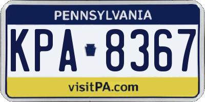 PA license plate KPA8367