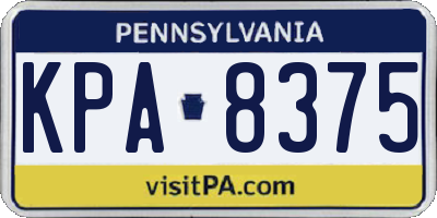 PA license plate KPA8375