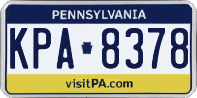 PA license plate KPA8378