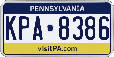 PA license plate KPA8386