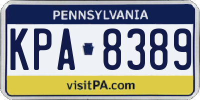 PA license plate KPA8389