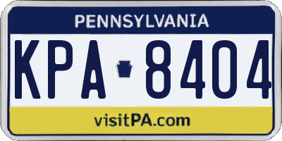 PA license plate KPA8404