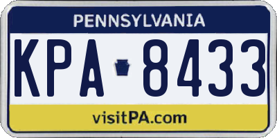 PA license plate KPA8433