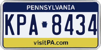 PA license plate KPA8434