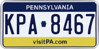 PA license plate KPA8467