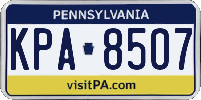 PA license plate KPA8507