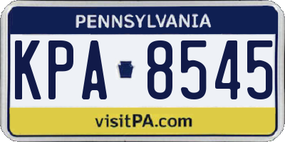 PA license plate KPA8545