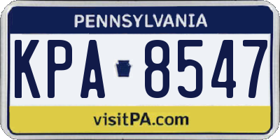 PA license plate KPA8547