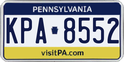 PA license plate KPA8552