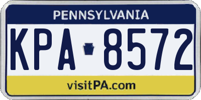 PA license plate KPA8572