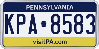 PA license plate KPA8583