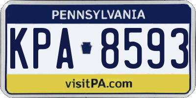 PA license plate KPA8593