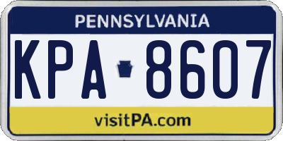 PA license plate KPA8607