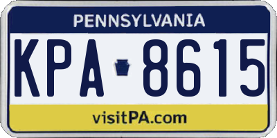PA license plate KPA8615