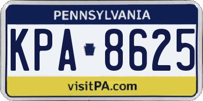 PA license plate KPA8625