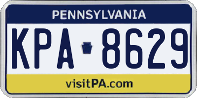 PA license plate KPA8629